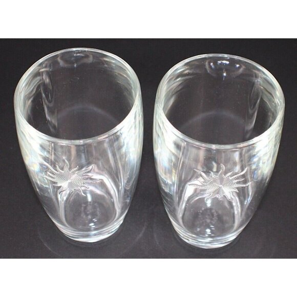 La Rochere France Embossed 3D Sun Accent 14 Oz Tumbler Glasses Set of 2 - Picture 3 of 6